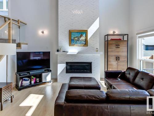 11 Evermore Crescent, St. Albert, AB - Indoor Photo Showing Living Room With Fireplace