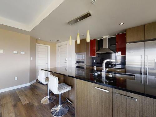 1804 10388 105 Street, Edmonton, AB - Indoor Photo Showing Kitchen With Stainless Steel Kitchen With Double Sink With Upgraded Kitchen