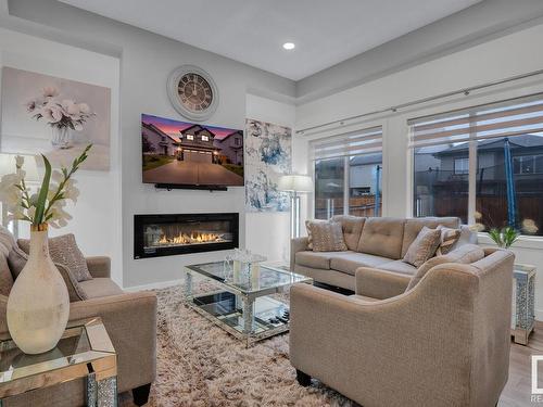 540 Eagleson Wynd, Edmonton, AB - Indoor Photo Showing Living Room With Fireplace