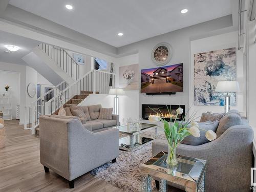 540 Eagleson Wynd, Edmonton, AB - Indoor Photo Showing Living Room With Fireplace