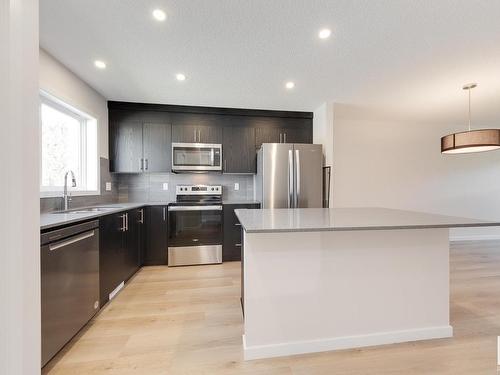 127 Stiles Link, Leduc, AB - Indoor Photo Showing Kitchen With Stainless Steel Kitchen With Upgraded Kitchen