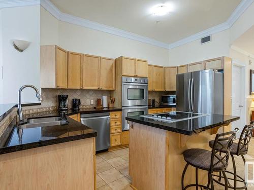 401 10106 105 Street, Edmonton, AB - Indoor Photo Showing Kitchen With Double Sink