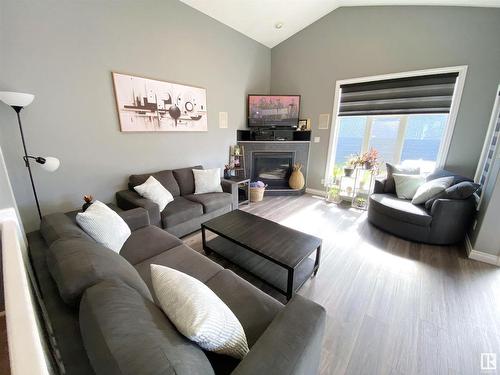 43 Haney Landing, Spruce Grove, AB - Indoor Photo Showing Living Room With Fireplace