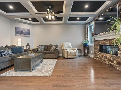 48 Verona Crescent, Spruce Grove, AB - Indoor Photo Showing Living Room With Fireplace