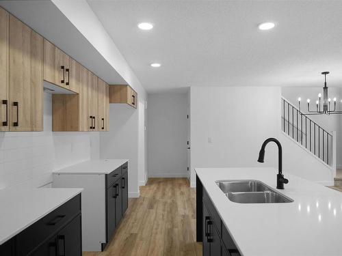 17255 9B Avenue, Edmonton, AB - Indoor Photo Showing Kitchen With Double Sink