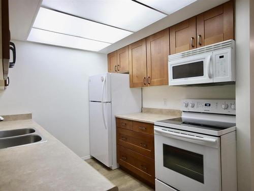 217 4404 122 Street, Edmonton, AB - Indoor Photo Showing Kitchen With Double Sink