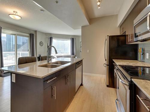 1006 10226- 104 Street Nw, Edmonton, AB - Indoor Photo Showing Kitchen With Double Sink