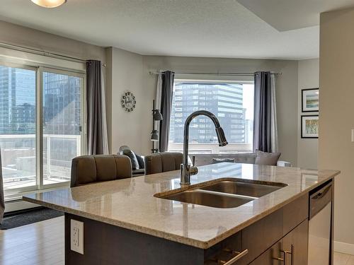 1006 10226- 104 Street Nw, Edmonton, AB - Indoor Photo Showing Kitchen With Double Sink