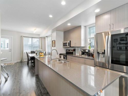 47 903 Crystallina Nera Way, Edmonton, AB - Indoor Photo Showing Kitchen With Double Sink With Upgraded Kitchen