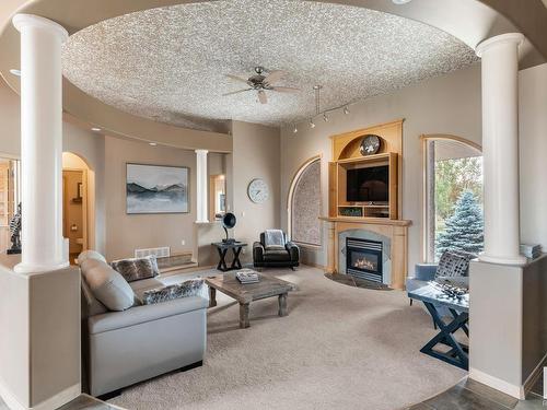 1 26029 Twp Rd 512, Rural Parkland County, AB - Indoor Photo Showing Living Room With Fireplace