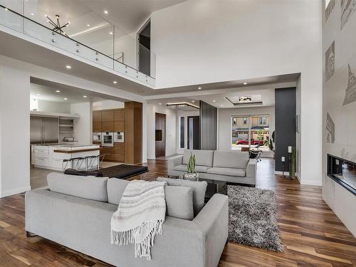 3625 Westcliff Way, Edmonton, AB - Indoor Photo Showing Living Room With Fireplace