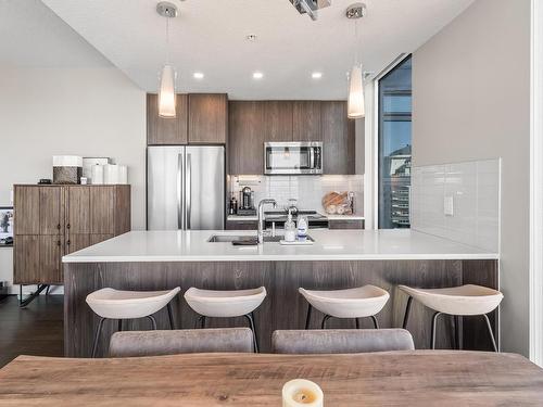 3301 10180 103 Street, Edmonton, AB - Indoor Photo Showing Kitchen With Stainless Steel Kitchen With Upgraded Kitchen