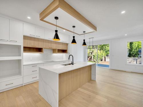 7717 158 Street, Edmonton, AB - Indoor Photo Showing Kitchen With Double Sink With Upgraded Kitchen