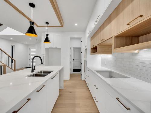 7717 158 Street, Edmonton, AB - Indoor Photo Showing Kitchen With Double Sink With Upgraded Kitchen