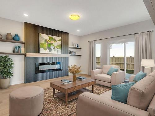 46 Edgefield Way, St. Albert, AB - Indoor Photo Showing Living Room With Fireplace