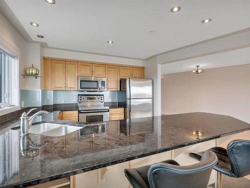 504 10855 Saskatchewan Drive, Edmonton, AB - Indoor Photo Showing Kitchen With Double Sink