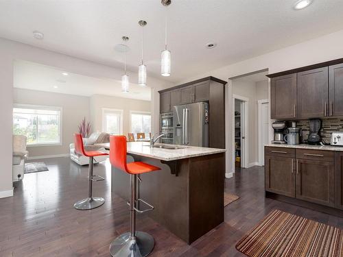 99 Hilldowns Dr, Spruce Grove, AB - Indoor Photo Showing Kitchen With Double Sink With Upgraded Kitchen