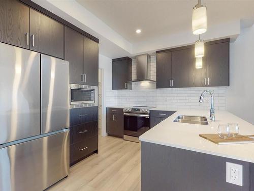 3447 Craig Landing, Edmonton, AB - Indoor Photo Showing Kitchen With Stainless Steel Kitchen With Double Sink With Upgraded Kitchen