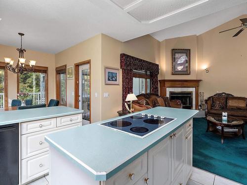 474062 A Highway 2A, Rural Wetaskiwin County, AB - Indoor Photo Showing Kitchen With Fireplace