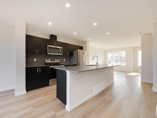 2452 Trumpeter Way, Edmonton, AB - Indoor Photo Showing Kitchen With Stainless Steel Kitchen With Upgraded Kitchen