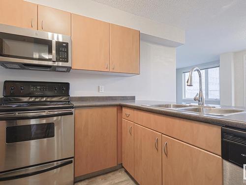 502 10180 104 Street Nw, Edmonton, AB - Indoor Photo Showing Kitchen With Double Sink