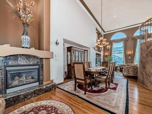 15907 91 Street, Edmonton, AB - Indoor Photo Showing Living Room With Fireplace