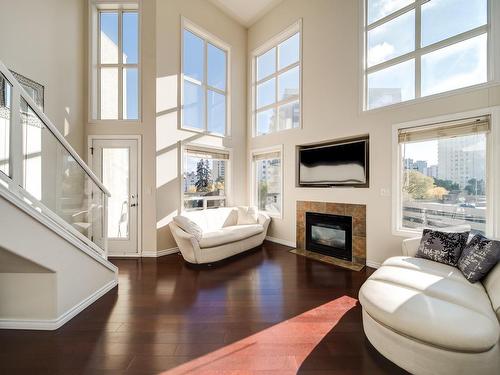 504 10033 116 Street, Edmonton, AB - Indoor Photo Showing Living Room With Fireplace