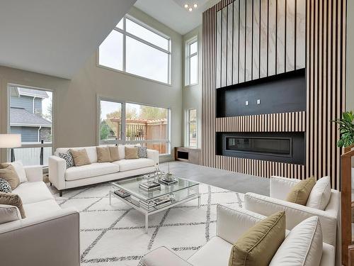 2503 Cameron Ravine Landing, Edmonton, AB - Indoor Photo Showing Living Room With Fireplace