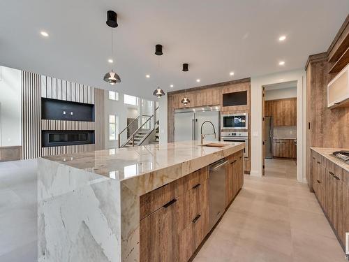 2503 Cameron Ravine Landing, Edmonton, AB - Indoor Photo Showing Kitchen With Upgraded Kitchen