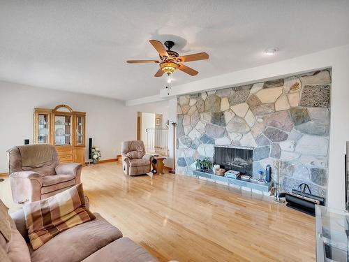 208 Grandisle Point(E) Nw, Edmonton, AB - Indoor Photo Showing Living Room With Fireplace