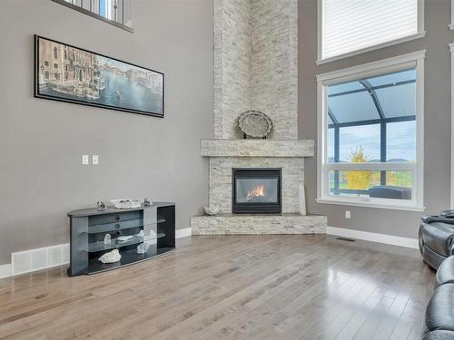 1253 Adamson Drive, Edmonton, AB - Indoor Photo Showing Living Room With Fireplace