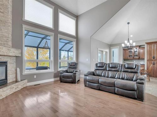 1253 Adamson Drive, Edmonton, AB - Indoor Photo Showing Living Room With Fireplace