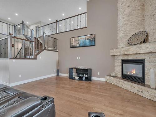 1253 Adamson Drive, Edmonton, AB - Indoor Photo Showing Living Room With Fireplace