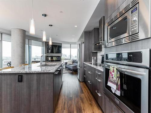 1701 11969 Jasper Avenue, Edmonton, AB - Indoor Photo Showing Kitchen With Stainless Steel Kitchen With Upgraded Kitchen