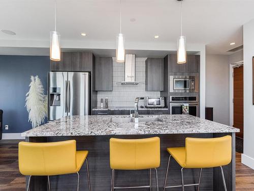 1701 11969 Jasper Avenue, Edmonton, AB - Indoor Photo Showing Kitchen With Stainless Steel Kitchen With Upgraded Kitchen