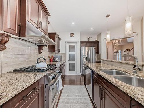 3503 Goodridge Bay Nw, Edmonton, AB - Indoor Photo Showing Kitchen With Double Sink With Upgraded Kitchen