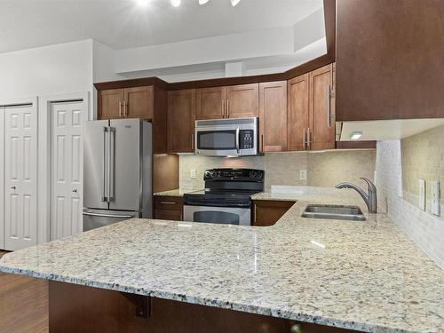 102 10524 77 Avenue, Edmonton, AB - Indoor Photo Showing Kitchen With Double Sink With Upgraded Kitchen