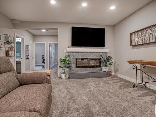 44 Amesbury Wynd, Sherwood Park, AB - Indoor Photo Showing Living Room With Fireplace