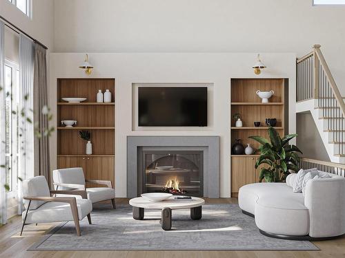 3995 Ginsberg Crescent, Edmonton, AB - Indoor Photo Showing Living Room With Fireplace