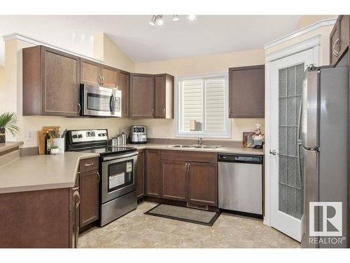 1566 34A Avenue, Edmonton, AB - Indoor Photo Showing Kitchen With Double Sink