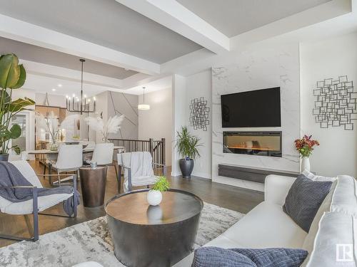 122 Edgewater Circle, Leduc, AB - Indoor Photo Showing Living Room With Fireplace