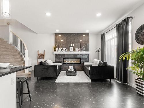 4108 Hawthorn Court, Edmonton, AB - Indoor Photo Showing Living Room With Fireplace