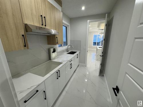 17039 45 Street, Edmonton, AB - Indoor Photo Showing Kitchen With Double Sink