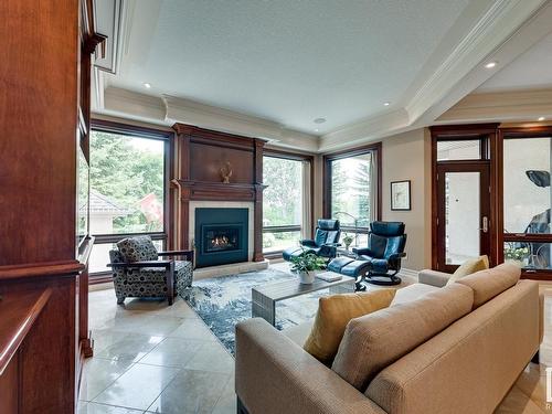 925 Hollingsworth Bend, Edmonton, AB - Indoor Photo Showing Living Room With Fireplace