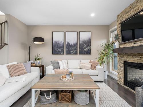 29 Garneau Gate, Spruce Grove, AB - Indoor Photo Showing Living Room With Fireplace