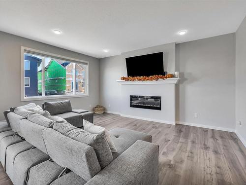 2543 204 Street, Edmonton, AB - Indoor Photo Showing Living Room With Fireplace