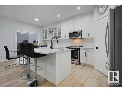 19740 28 Avenue, Edmonton, AB - Indoor Photo Showing Kitchen With Stainless Steel Kitchen With Upgraded Kitchen