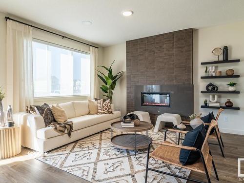 130 Jennifer Crescent, St. Albert, AB - Indoor Photo Showing Living Room With Fireplace