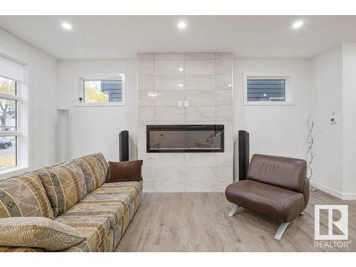 10921 150 Street, Edmonton, AB - Indoor Photo Showing Living Room With Fireplace