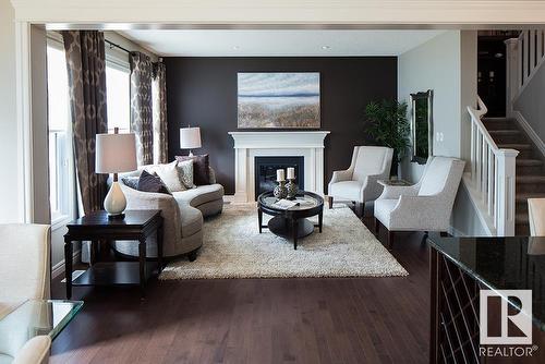 303 Jensen Lakes Boulevard, St. Albert, AB - Indoor Photo Showing Living Room With Fireplace